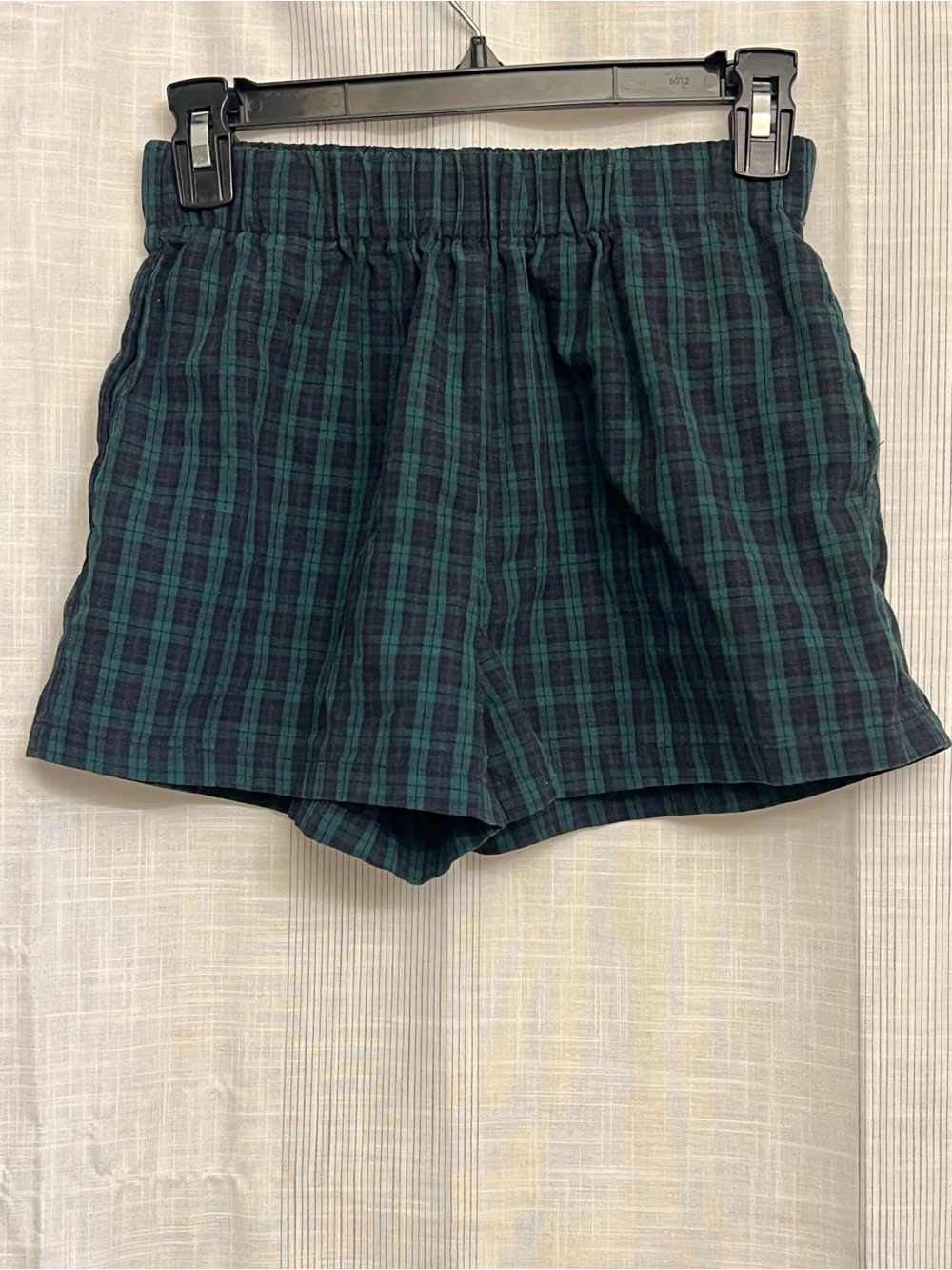 Cutesy green and black/navy flannel shorts!